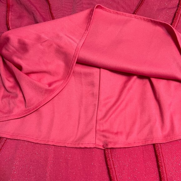 Vintage Rebecca USA Pink Glitter Maxi Evening Gown M – 90s Sparkle Spaghetti - Picture 11 of 11